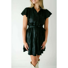 8.28 Boutique:Sincerely Ours,Sincerely Ours Aly Black Snake Suede Mini Dress,Dress