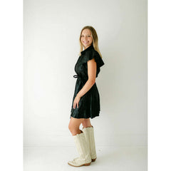 8.28 Boutique:Sincerely Ours,Sincerely Ours Aly Black Snake Suede Mini Dress,Dress