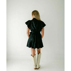 8.28 Boutique:Sincerely Ours,Sincerely Ours Aly Black Snake Suede Mini Dress,Dress