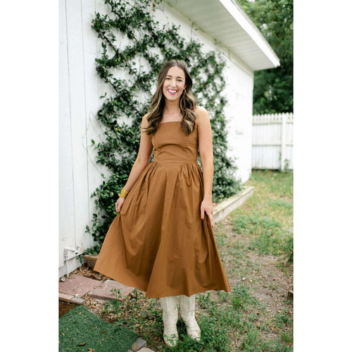 8.28 Boutique:LUCY PARIS,Lucy Paris Calieta Midi Dress in Brown,Dress