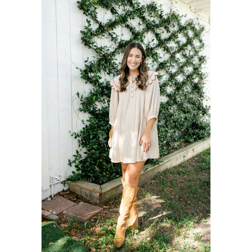 8.28 Boutique:Entro,Charlie Corduroy Scalloped Long Sleeve Dress,Dress