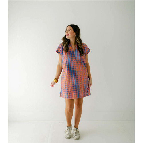 8.28 Boutique:Brooke Wright,Brooke Wright Nancy Dress in Blue and Orange Check Dress,Dress