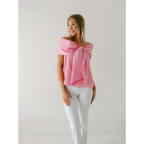 8.28 Boutique:TCEC,The Lena Pink Bow Off the Shoulder Top,Shirts & Tops