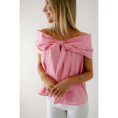 8.28 Boutique:TCEC,The Lena Pink Bow Off the Shoulder Top,Shirts & Tops