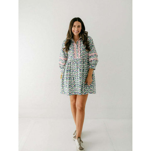 Sail to Sable Sky Baroque Floral Belted Long Sleeve Tunic Dress