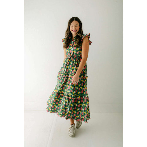 8.28 Boutique:8.28 Boutique,The Ella Green Floral Scalloped Dress,dress