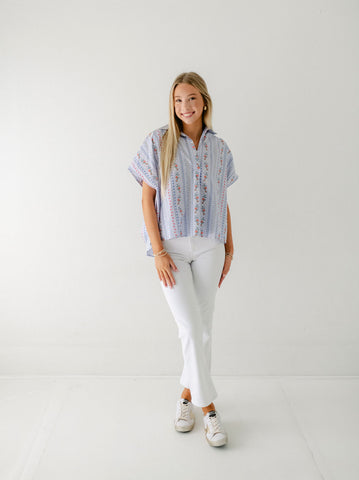 Sail to Sable Long Sleeve Classic Tunic in Navy Hydrangea