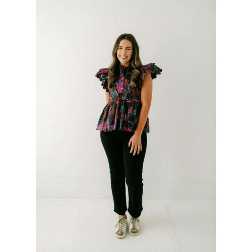 8.28 Boutique:Marie by Victoria Dunn,Marie by Victoria Dunn Percy Blouse in Snow Leopard,Shirts & Tops