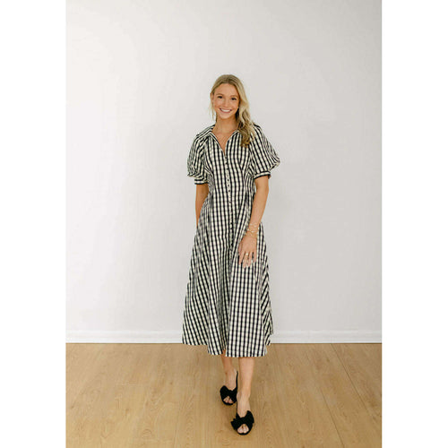 8.28 Boutique:English Factory,English Factory Gingham Check Midi Dress,Dress