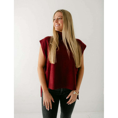 8.28 Boutique:Karlie Clothes,Karlie Turtleneck Burgundy High Low Sweater,Sweaters