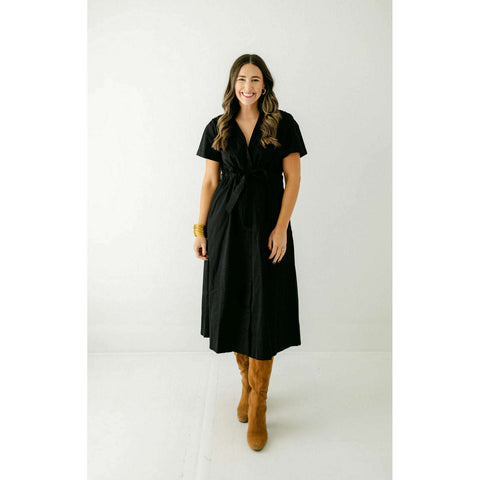 Joy*Joy Coffee Corduroy Flounce Hem Dress