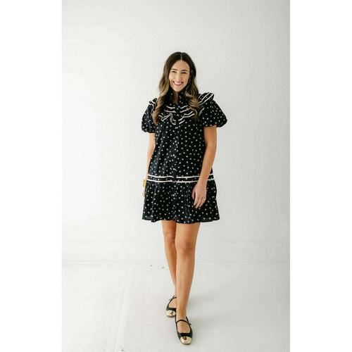 8.28 Boutique:Entro,Entro Black Bow Ruffle Neck Dress,Dress