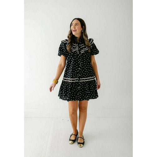 8.28 Boutique:Entro,Entro Black Bow Ruffle Neck Dress,Dress