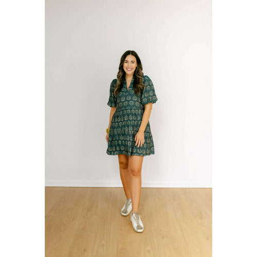 8.28 Boutique:THML,THML Navy Paisley Short Sleeve Dress,Dress