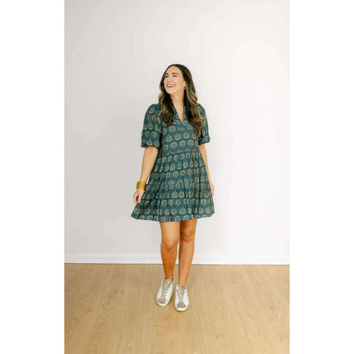 8.28 Boutique:THML,THML Navy Paisley Short Sleeve Dress,Dress