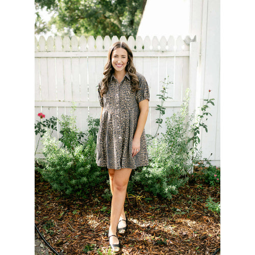 8.28 Boutique:Entro,The Robins Denim Cheetah Dress,Dress