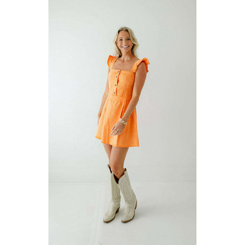 8.28 Boutique:TCEC,The Lili Denim Mini Dress in Orange,Dress