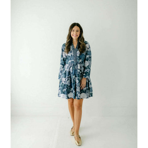 Jade Melody Tam Bell Sleeve Dress in Navy