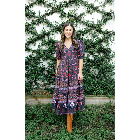 Lavender Brown Isla Feather Dress in Black