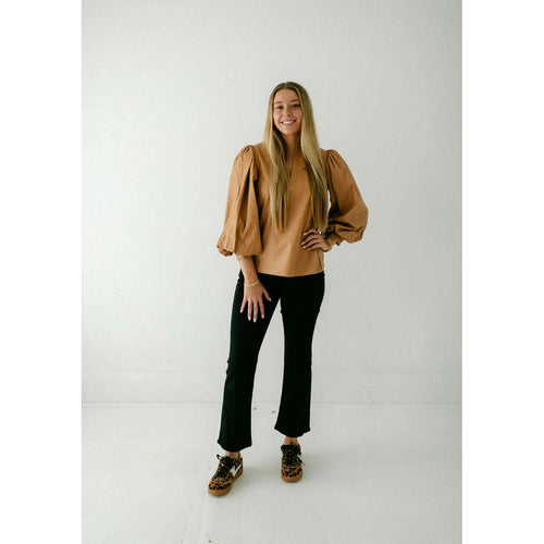 8.28 Boutique:Tyler Boe,Tyler Boe Ellery Vegan Leather Top in Caramel,Shirts & Tops