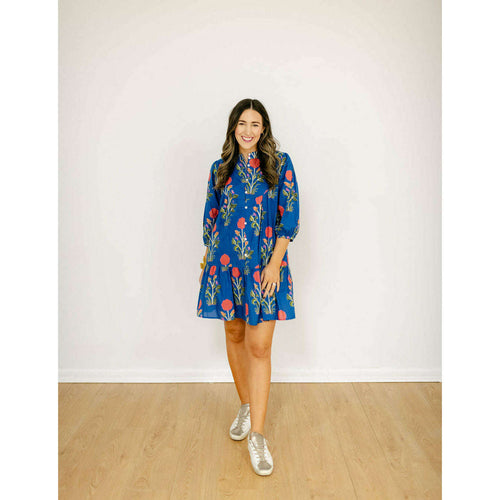 8.28 Boutique:THML,THML Blue Floral Shirt Dress,Dress