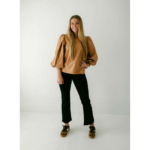 8.28 Boutique:Tyler Boe,Tyler Boe Ellery Vegan Leather Top in Caramel,Shirts & Tops