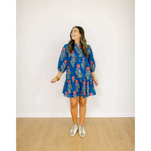 8.28 Boutique:THML,THML Blue Floral Shirt Dress,Dress