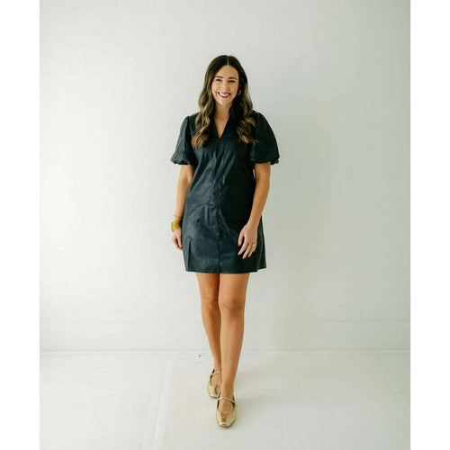 8.28 Boutique:THML,THML Navy Faux Leather Shift Dress,Dress