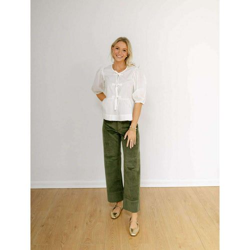 8.28 Boutique:PISTOLA DENIM,Pistola Penny Corduroy Crop High Rise Wide Leg in Martini Green,Jeans