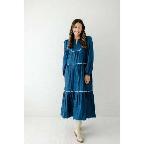 8.28 Boutique:TCEC,The Blake Denim Scalloped Maxi Dress,Dress