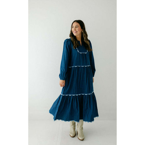 8.28 Boutique:TCEC,The Blake Denim Scalloped Maxi Dress,Dress