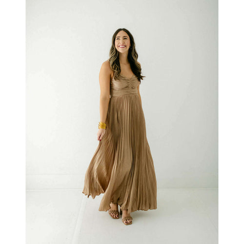 8.28 Boutique:LUCY PARIS,Lucy Paris Rose Pleated Dress in Gold,Dress