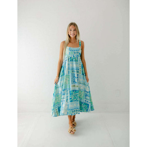 8.28 Boutique:TCEC,The Molly Blue Tropical Midi Dress,Dress