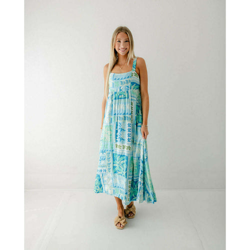 8.28 Boutique:TCEC,The Molly Blue Tropical Midi Dress,Dress