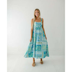 8.28 Boutique:TCEC,The Molly Blue Tropical Midi Dress,Dress