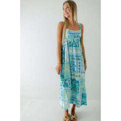 8.28 Boutique:TCEC,The Molly Blue Tropical Midi Dress,Dress