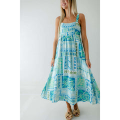 8.28 Boutique:TCEC,The Molly Blue Tropical Midi Dress,Dress