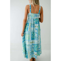 8.28 Boutique:TCEC,The Molly Blue Tropical Midi Dress,Dress