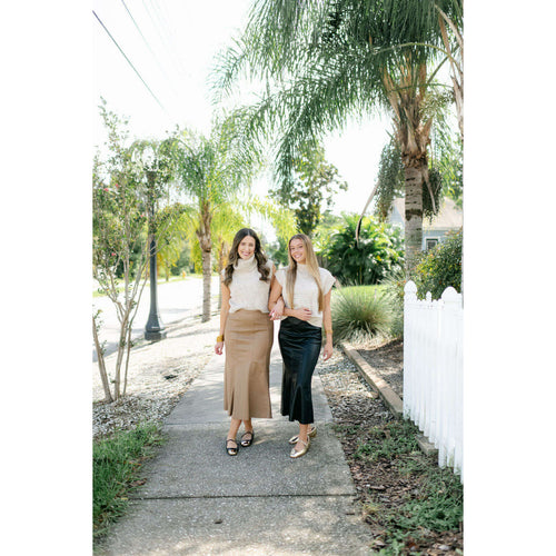 8.28 Boutique:THML,THML Brown Faux Leather Midi Skirt,skirt