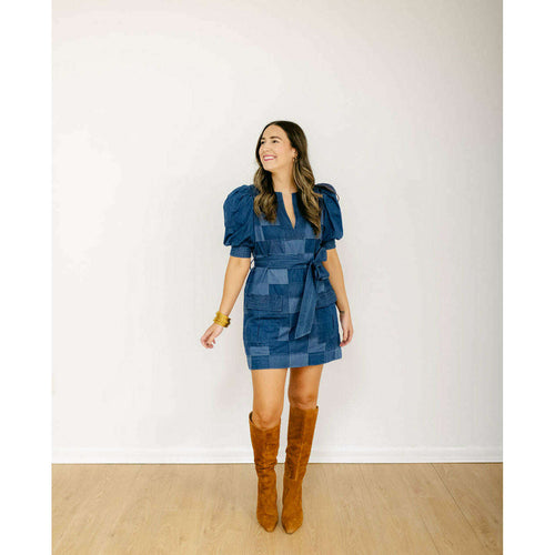 8.28 Boutique:Love the Label,Love the Label Shelby Dress in Patchwork Denim,Dress