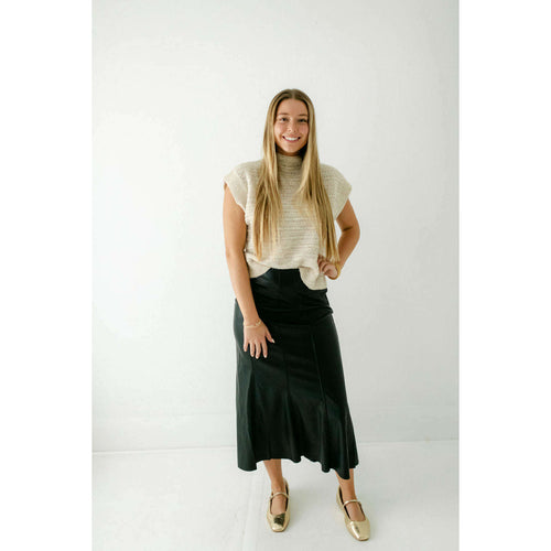 8.28 Boutique:THML,THML Black Faux Leather Midi Skirt,skirt