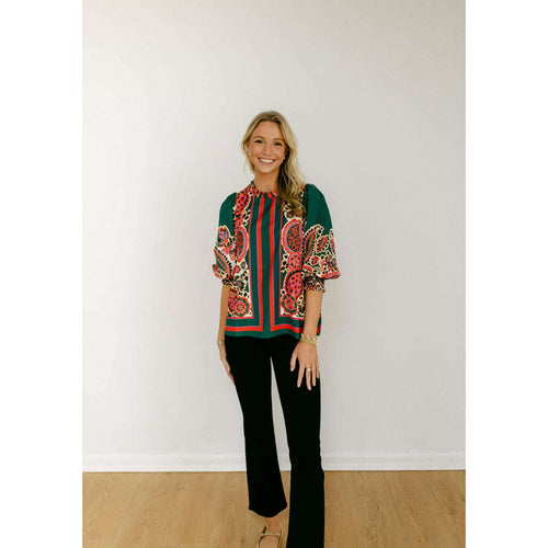 8.28 Boutique:Joy*Joy,Joy*Joy Paisley Scarf Blouse,Shirts & Tops