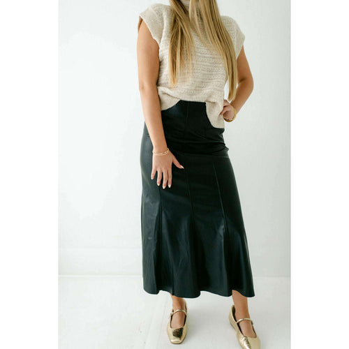 8.28 Boutique:THML,THML Black Faux Leather Midi Skirt,skirt