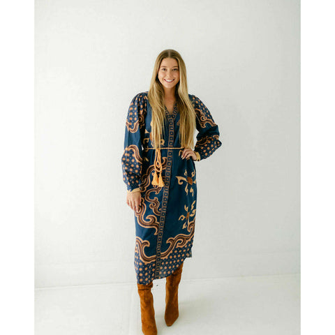 Azure and Indigo Bellflower Maxi Dress