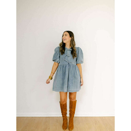 8.28 Boutique:Sofie the Label,Sofie the Label Arlo Denim Bow Mini Dress,Dress