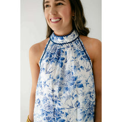 8.28 Boutique:Entro,The Gracie Blue Floral Ric Rac Halter Dress,Dress