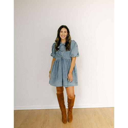 8.28 Boutique:Sofie the Label,Sofie the Label Arlo Denim Bow Mini Dress,Dress