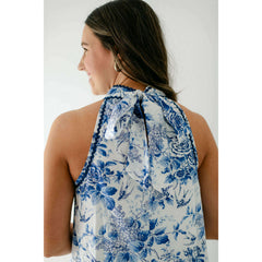 8.28 Boutique:Entro,The Gracie Blue Floral Ric Rac Halter Dress,Dress