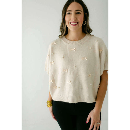 8.28 Boutique:Entro,The Entro Cream Bow Sweater,Sweaters