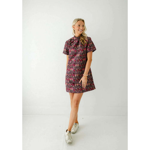 8.28 Boutique:THML,THML Floral Textured Tie Back Dress,dress